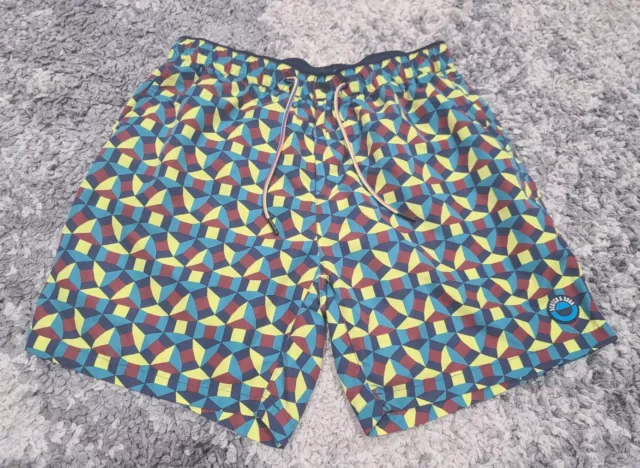 Scotch Soda Swim Trunks Mens Large Geometric Print Bathing Suit Beach Sz L