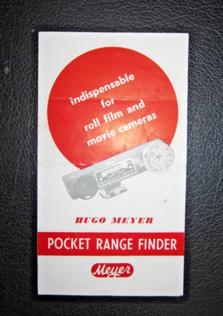 Hugo Meyer Pocket Range Finder instruction manual only, vintage