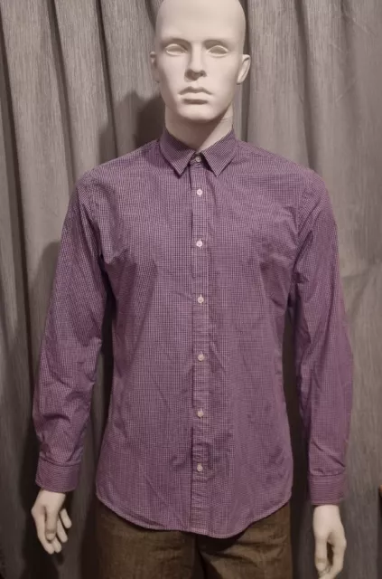 RDX Mens Shirt Medium Purple Checkered Long-Sleeve Button Up