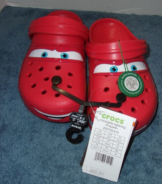 LTD EDITION DISNEY PIXAR CARS LIGHTNING McQUEEN CROCSLIGHTS CROCS SZ W7