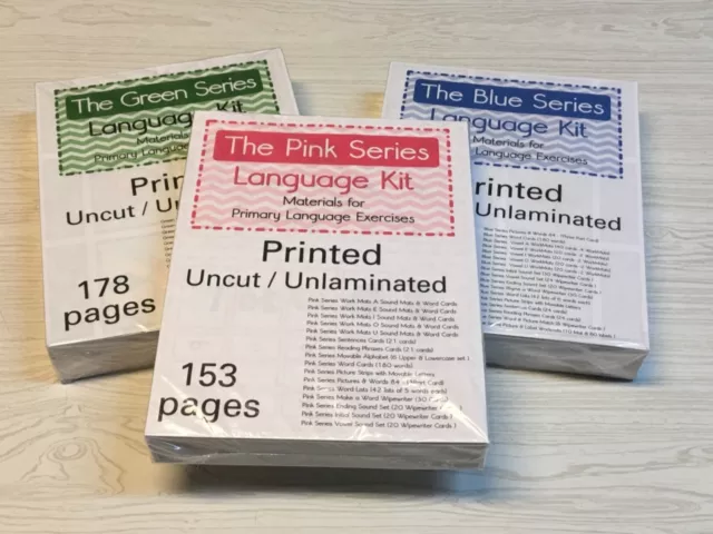 The Pink, Blue & Green Series - 3 Language Kits - Montessori “Open-box #5  SALE