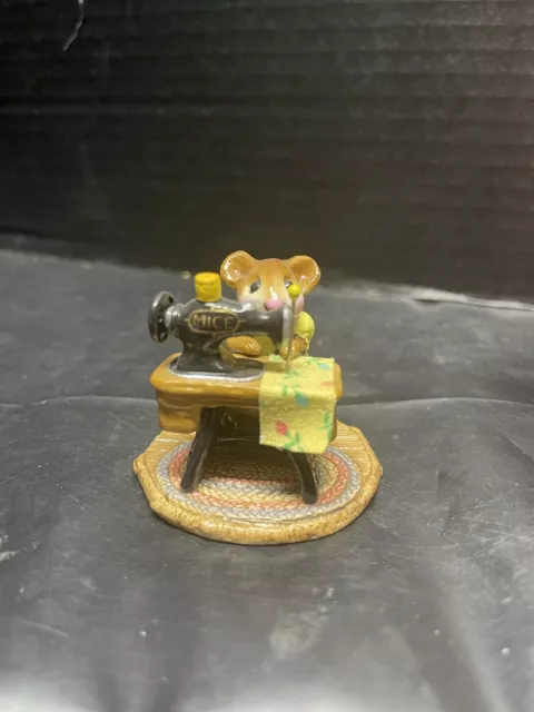 Wee Forest Folk Mouse Figurine MISS BOBBIN Sewing Machine M-40 Yellow + Box