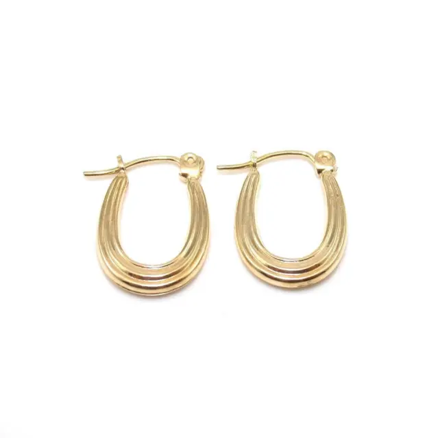 10K YELLOW GOLD Oval Hoop Earrings $38.99 - PicClick