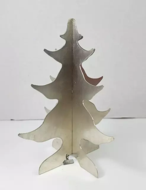 Vintage Metzke Pewter Mini Christmas Tree 2 Pc Stores Flat No Ornaments 7.5 inch