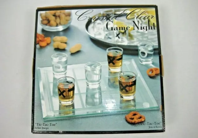 Crystal Clear Game Night Tic Tac Toe Game 9 Shot Glass