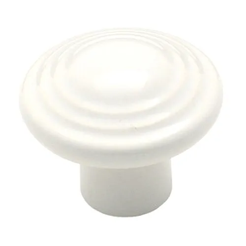 Le bouton d'armoire Amerock BP1325-W blanc 1 3/8" tire la couleur céramique lavée