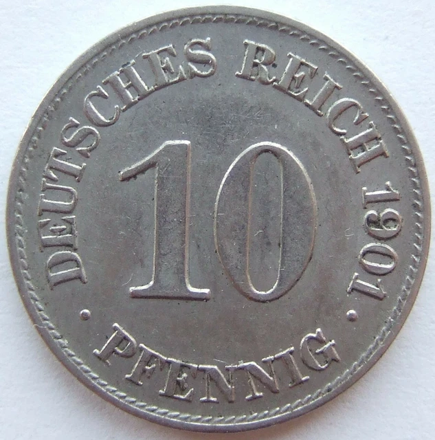 Moneta Reich Tedesco Impero Tedesco 10 Pfennig 1901 E IN Extremely fine