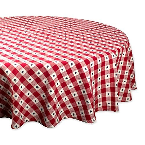 Patriotic 4th of July Stars and Check Summer Tabletop Collection, Tablecloth