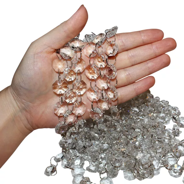 BELLE VOUS Kristall Kette Girlande Glas Perlen Klar (6 Stk) – 1m Perlenvorhang