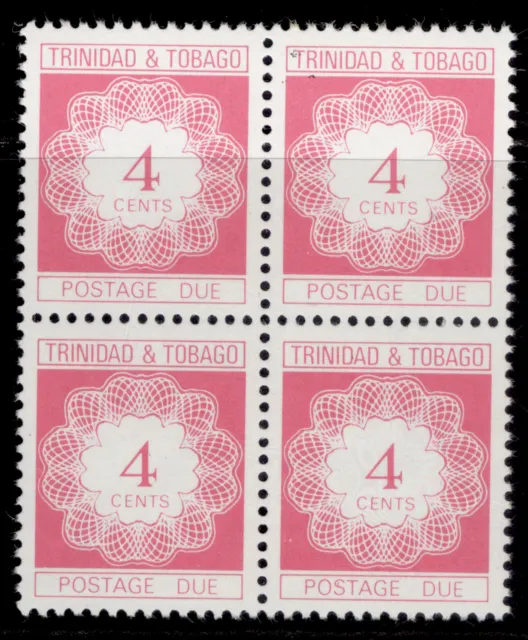 TRINIDAD & TOBAGO QEII SG D45, 1976 4c red, NH MINT. BLOCK X4