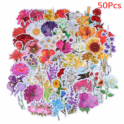 50XBeautiful Coloridas Flores Flor Pegatinas para Patineta Bicicleta Maleta S0