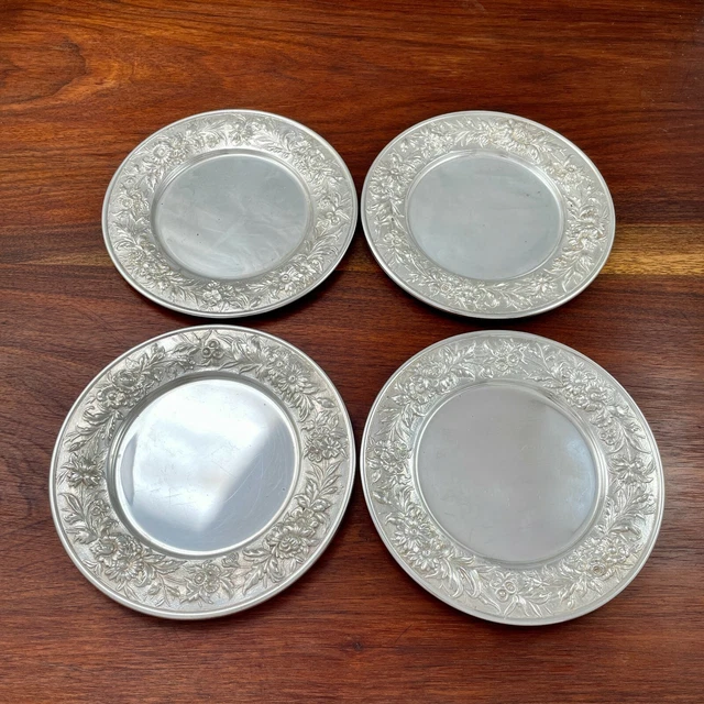 4 S Kirk & Son Inc. Sterling Silver Bread & Butter Plates Repousse #127 No Monos