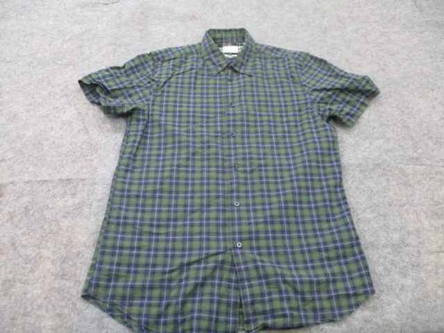 Paul Smith Shirt Mens Medium Green Blue Plaid Short Sleeve Tailored Fit Adult