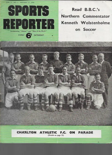 Sports Reporter 27 August 1949 - Blackpool - Charlton & Liverpool Team Pictures