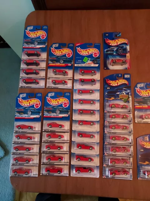 Hot Wheels Huge Ferrari Lot 36 All Red Cars 360 365 550 F355 F50 P4 456M Enzo