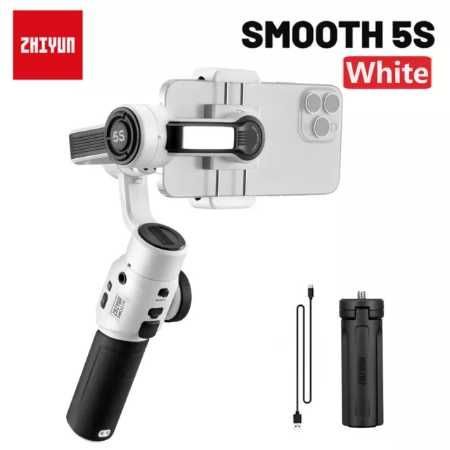 US Zhiyun Smooth 5S White 3-Axis Gimbal Stabilizer for Smartphone iPhone Android
