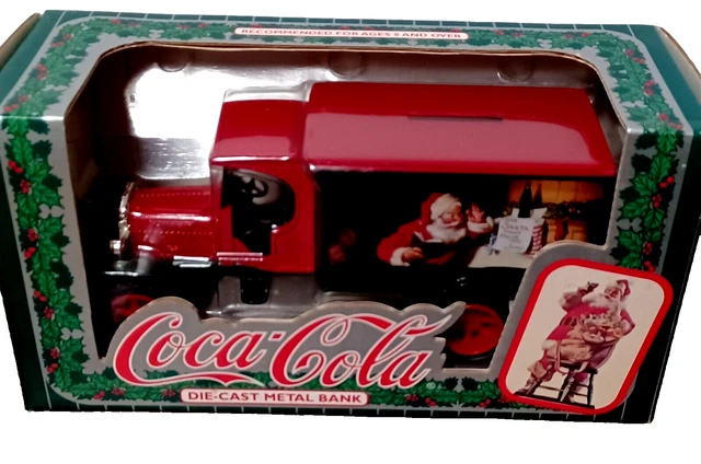 Ertl Coca-Cola Delivery Truck 1925 Kenworth, Santa Die-Cast Metal Bank 1993