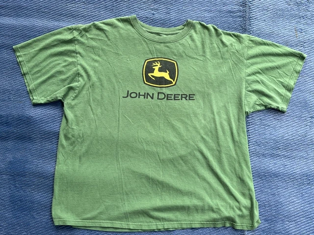 John Deere T Shirt Mens XXL Short Sleeve Crew Neck Graphic Logo Green Cotton