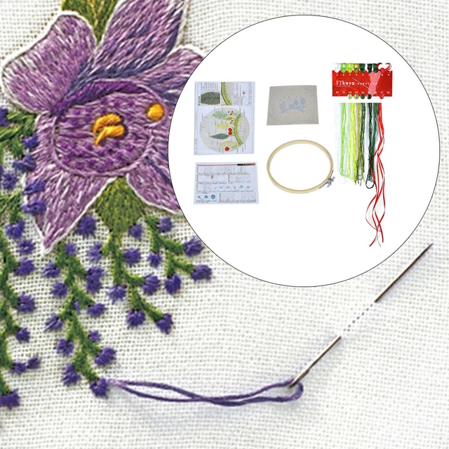 Kit de bordado manual de 15x15 cm hágalo usted mismo artesanías herramienta de coser a mano materiales bordados