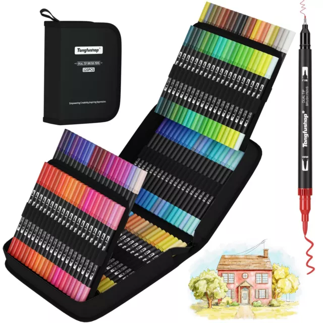 Tongfushop 120 Couleurs Feutres Coloriage Enfants Adulte Sûr et Durable Stylo...