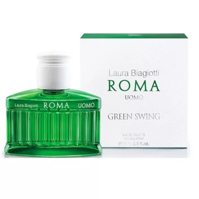 Laura Biagiotti Roma Uomo Green Swing Profumo Eau De Toilette Spray Edt 75Ml