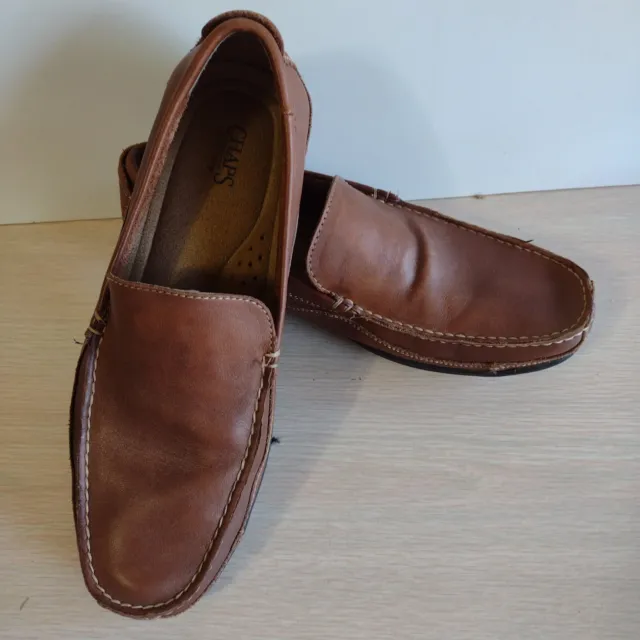 Zapatos informales/para conducir sin cordones de cuero marrón CHAPS talla 9, modelo 96-92553