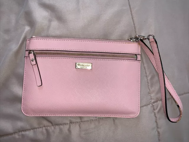 Kate Spade Laurel Way Mauve Pink Wristlet Wallet Cardholder Leather Pouch.