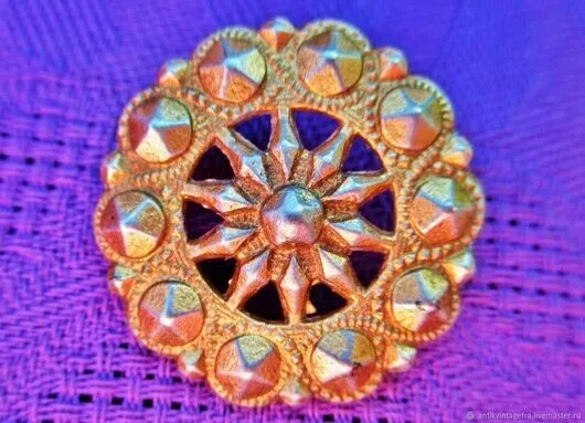 Bouton ancien collection Fleur métal doré Antique gold metal Flower collection