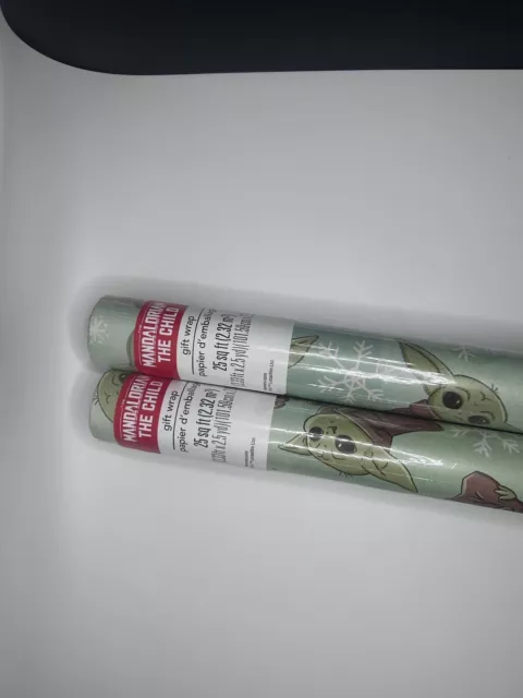 Disney Star Wars Mandalorian Baby Yoda Christmas Gift Wrapping Paper 2 Rolls