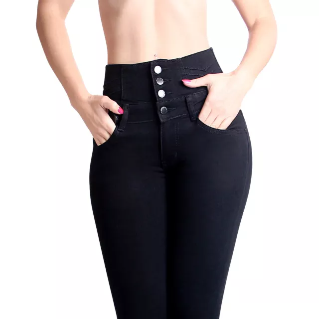 Mujer Skinny Vaqueros Push Up Pantalones de Cintura High Waist Elásticos Alto