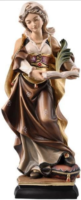 Statue San Damiano 23 Cm, Bois Sculpté à La Main Val Gardena, Décoré, ITALIE