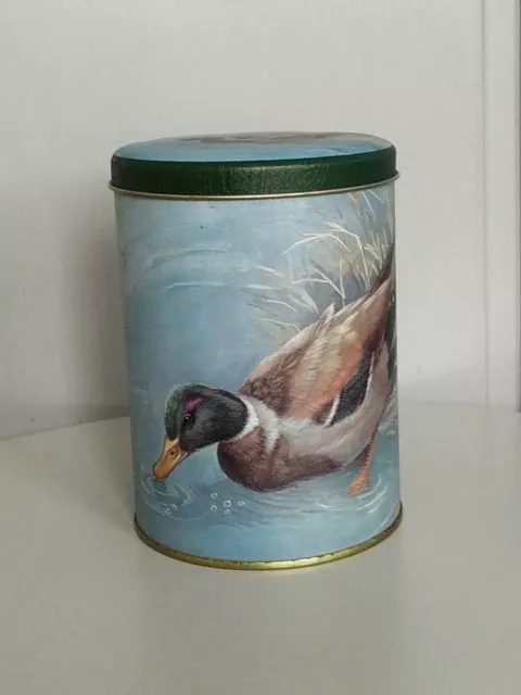 Boîte avec couvercle rangement métal tôle Canard 🦆 Déco Nature Vintage en état