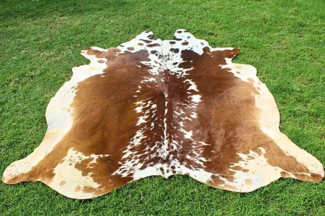 New Large 100% Cowhide Leather Rugs Tricolor Cow Hide Skin Carpet Area 18-35Sqft 3