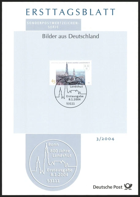 Ersttagsblatt ETB 3/2004 - "Bilder aus Deutschland" - 800 Jahre Landshut