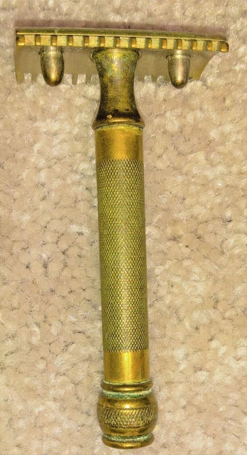 Vintage Gillette Three Piece Old Type DE Safety Razor Brass Ball End