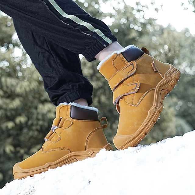Fur Lined Snow Boots Ankle Snow Shoes Lightweight Kids for Winter (Yellow 33)