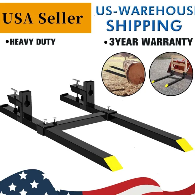 60'' Tractor Pallet Forks Clamp on Skid Steer Loader Bucket Quick Attach 1500lbs