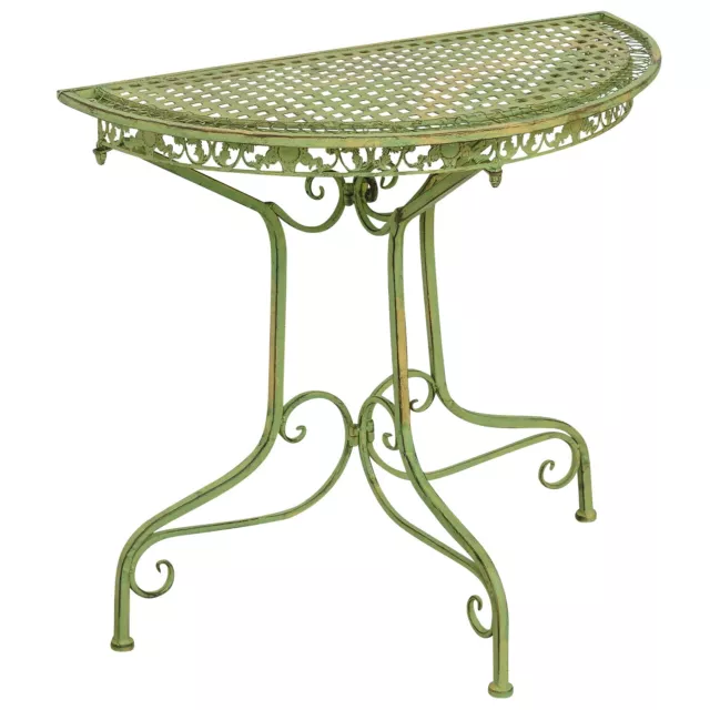 Table de balcon semi-circulaire jardin en fer meubles vert style antique