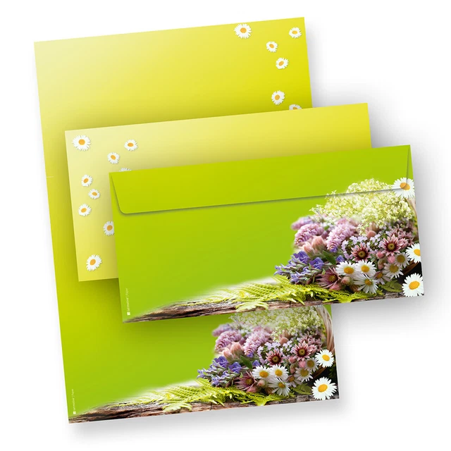 Motiv-Briefpapier Set Frühling grün 25 Sets DIN A4 mit Umschläge OVP