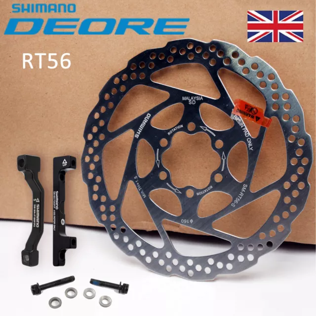 Shimano Deore SM-RT56 160/180mm Disc Brake Rotor 6 Bolt Bike Caliper Adapter PM