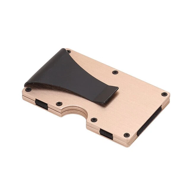 Mens RFID Blocking Slim Money Clip Metal Wallet ID Credit Card Holder