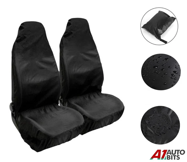 Carseatcover-UK Paire Housses Siège Avant Voiture Imperméables Et Résistantes - Universelles Airbag Compatible Noir