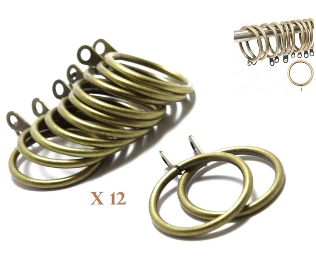 12 x GOLDEN BRONZE CURTAIN RINGS POLE ROD CURTAINS RING HANGING BRONZE RING