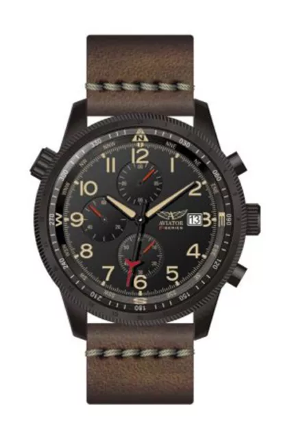AVIATOR F SERIES Chronograph Black Leather Watch. 100 metres WR. New. RRP 139 EUR 47 48 PicClick IT