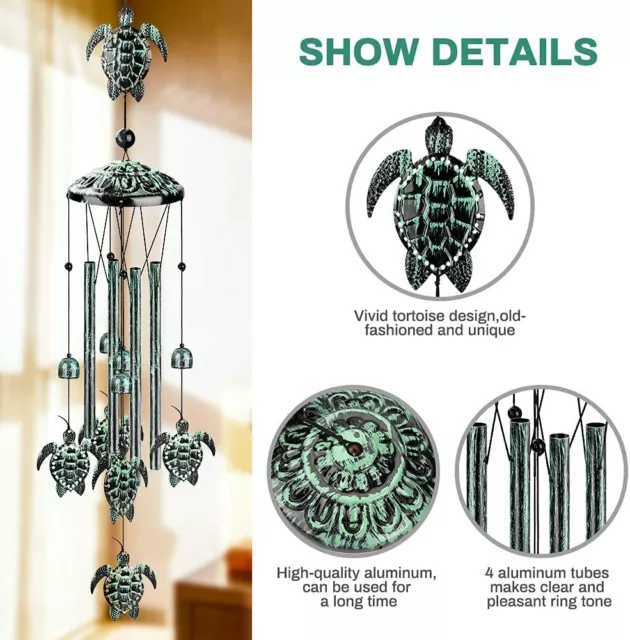 Large 32'' Metal Windchime Sea Turtles Wind Chimes Door Hanging Home Decor US Large 32'' Metal Windchime Sea Turtles Wind Chimes Door Hanging Home Decor US