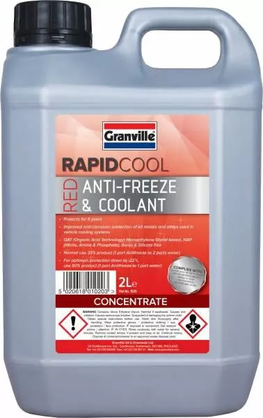 Granville Rapid Cool Red Longlife Car Antifreeze & Coolant Concentrate 2L Litre