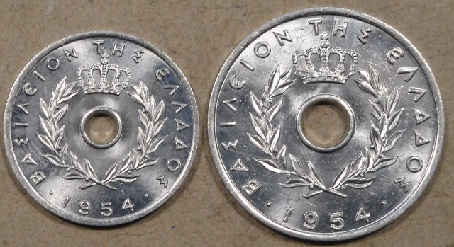 Greece 1954 5 Lepta + 1954 10 Lepta Ch BU