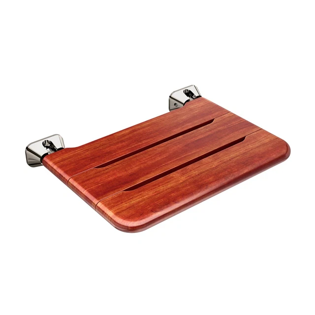 Mr Steam MSWSEAT Nickel Teak Wood Fold-Up Wall Mounted Shower Seat