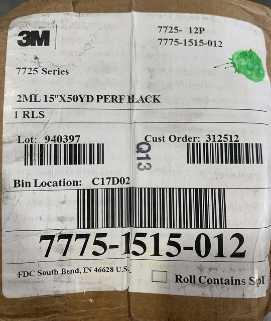3M Scotchcal Electrocut Graphicfilm 7725-12 15” X 45.7m Perf Schwarz,