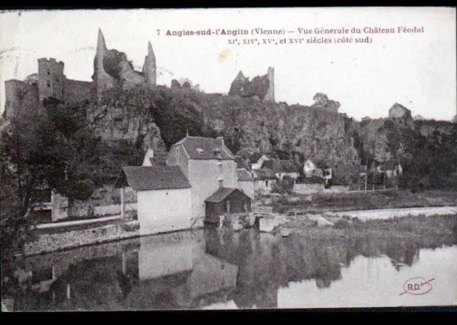 ANGLES-SUR-L'ANGLIN (86) MOULIN à EAU , CHATEAU FEODAL & VILLAS en 1926